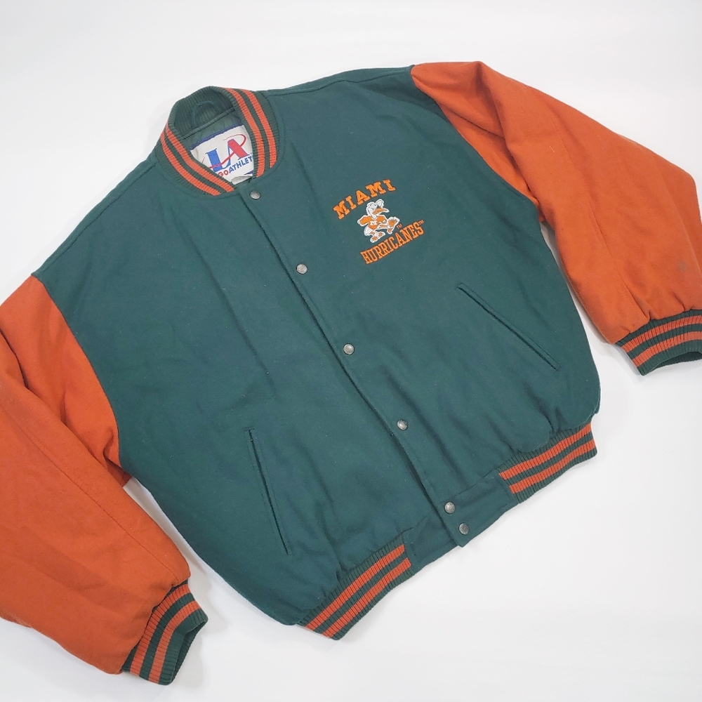 Vtg Miami Hurricanes Bomber Jacket NCAA Varsity XL